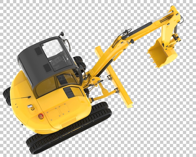 Excavadora compacta sobre fondo transparente Ilustración de renderizado 3d