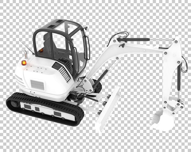 Excavadora compacta sobre fondo transparente Ilustración de renderizado 3d