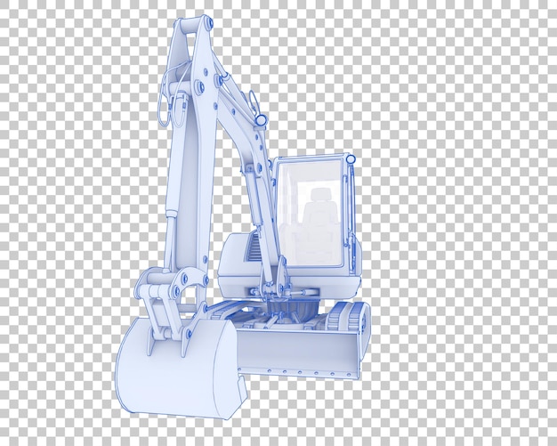 Excavadora compacta sobre fondo transparente Ilustración de renderizado 3d