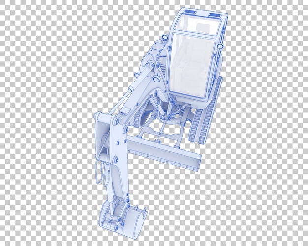 Excavadora compacta sobre fondo transparente Ilustración de renderizado 3d
