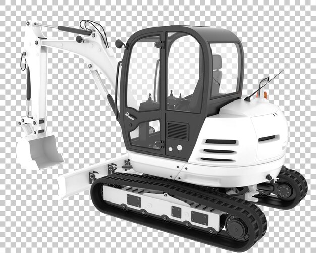Excavadora compacta sobre fondo transparente Ilustración de renderizado 3d