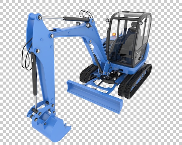 Excavadora compacta sobre fondo transparente Ilustración de renderizado 3d
