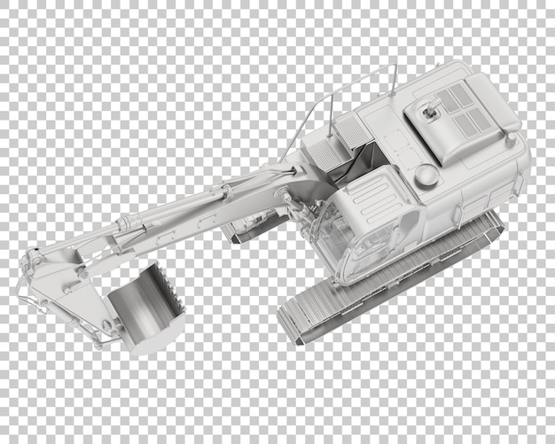 Excavadora de orugas en la ilustración de renderizado 3d de fondo transparente