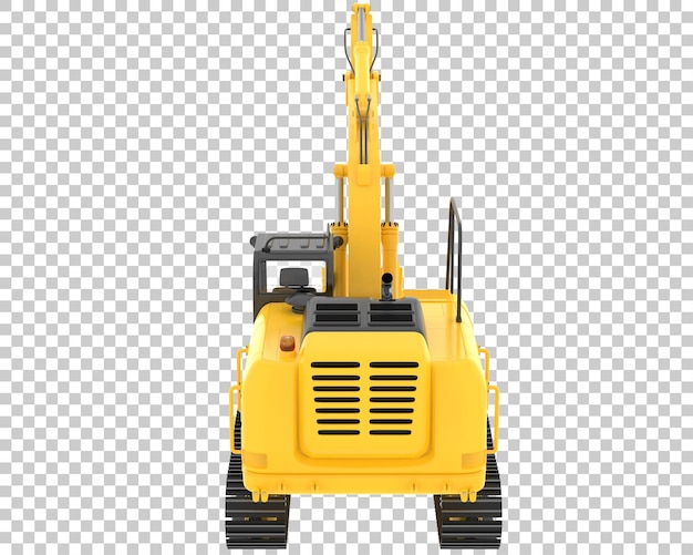 Excavadora de orugas en la ilustración de renderizado 3d de fondo transparente