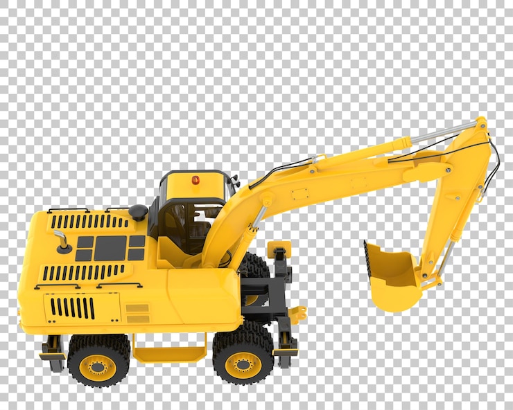 PSD excavadora de ruedas sobre fondo transparente ilustración de renderizado 3d