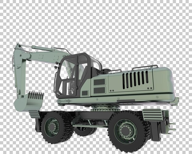 Excavadora de ruedas sobre fondo transparente Ilustración de renderizado 3d