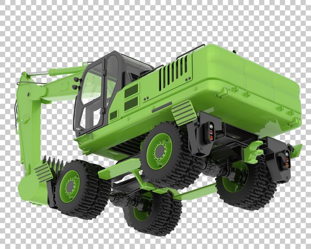Excavadora de ruedas sobre fondo transparente Ilustración de renderizado 3d