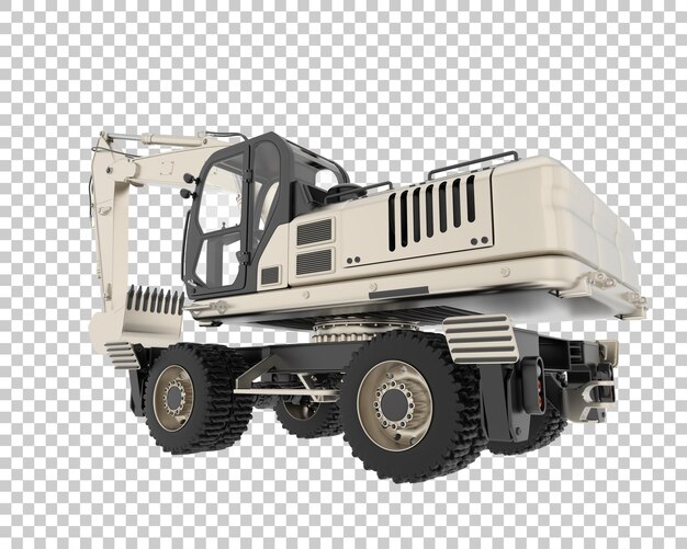 Excavadora de ruedas sobre fondo transparente Ilustración de renderizado 3d