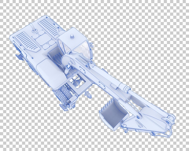 Excavadora de ruedas sobre fondo transparente Ilustración de renderizado 3d