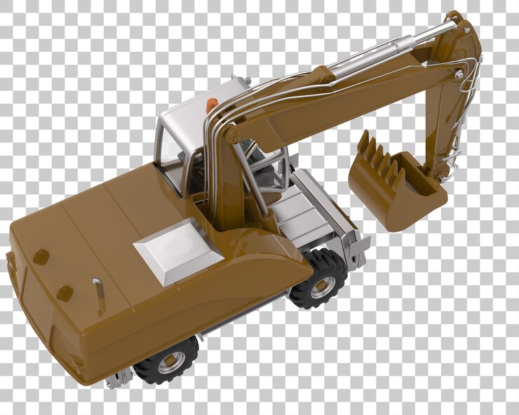PSD excavadora sobre fondo transparente ilustración de renderizado 3d