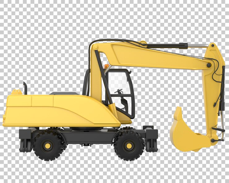 PSD excavadora sobre fondo transparente ilustración de renderizado 3d