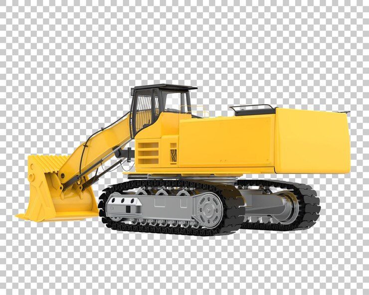 PSD excavadora sobre fondo transparente ilustración de renderizado 3d