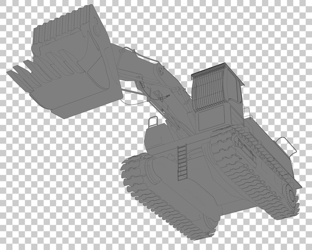 Excavadora sobre fondo transparente Ilustración de renderizado 3d