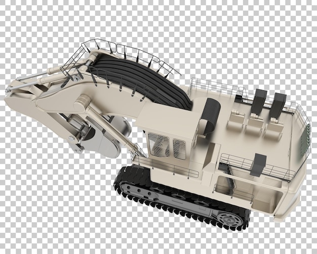Excavadora sobre fondo transparente Ilustración de renderizado 3d