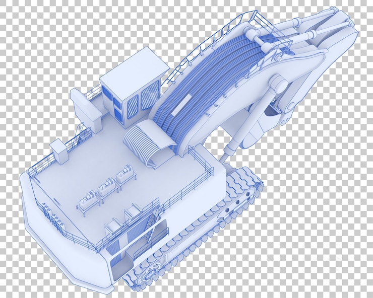 PSD excavadora sobre fondo transparente ilustración de renderizado 3d