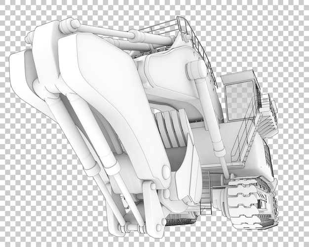 Excavadora sobre fondo transparente Ilustración de renderizado 3d