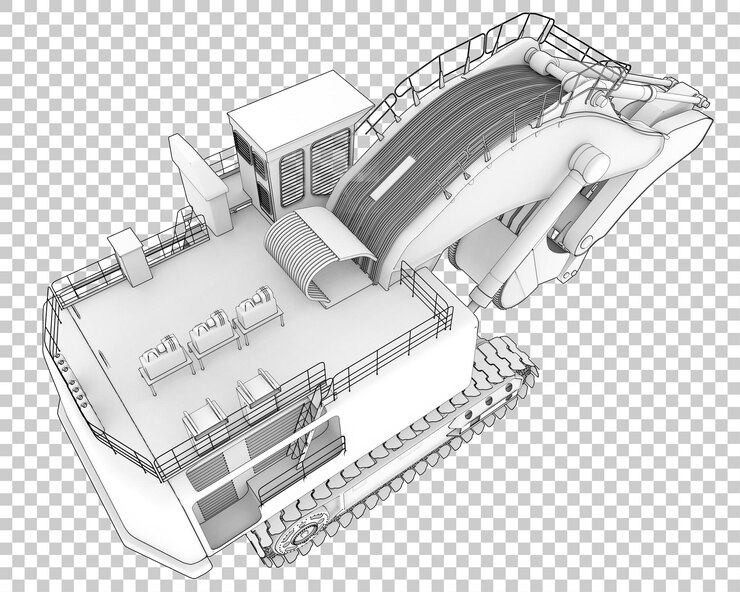 PSD excavadora sobre fondo transparente ilustración de renderizado 3d