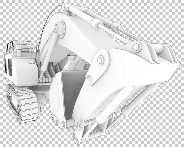 Excavadora sobre fondo transparente Ilustración de renderizado 3d