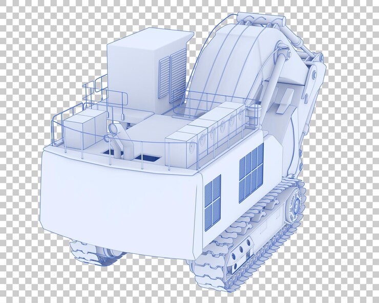PSD excavadora sobre fondo transparente ilustración de renderizado 3d