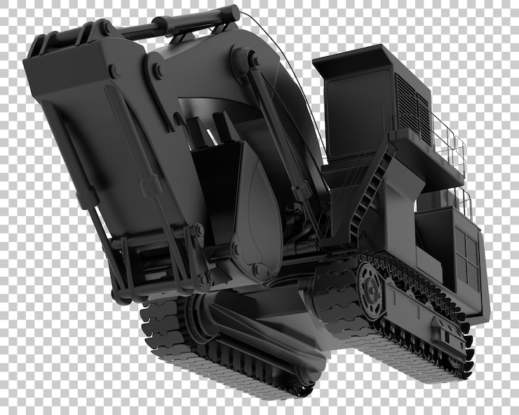 PSD excavadora sobre fondo transparente ilustración de renderizado 3d