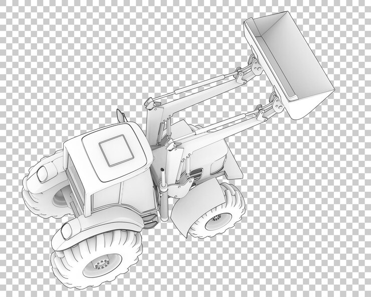 PSD excavadora sobre fondo transparente ilustración de renderizado 3d