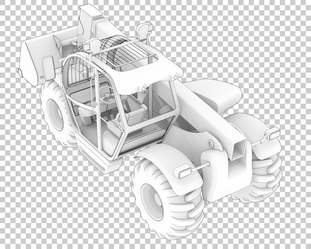 Excavadora versátil sobre fondo transparente Ilustración de renderizado 3d