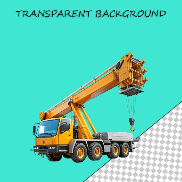 PSD excavadora de vía en fondo transparente ilustración de renderización en 3d
