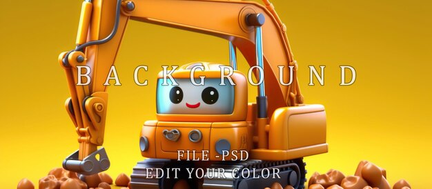 PSD excavator cute et mignon dessin animé