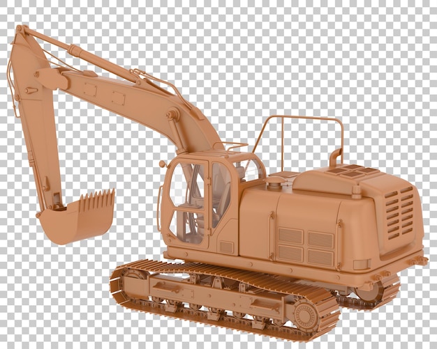 Excavatrice à chenilles sur fond transparent illustration de rendu 3d