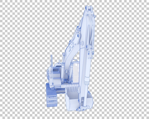 Excavatrice à chenilles sur fond transparent illustration de rendu 3d