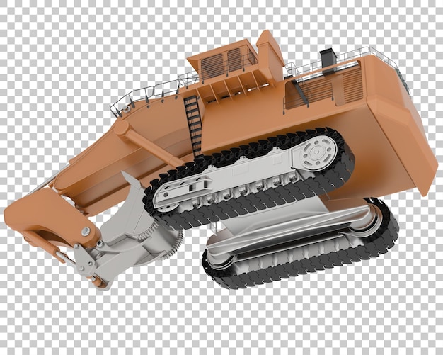 Excavatrice sur fond transparent illustration de rendu 3d