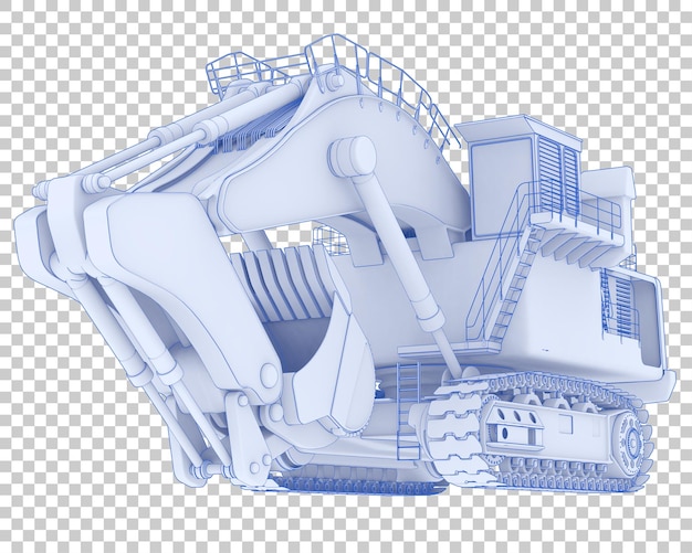 Excavatrice Sur Fond Transparent Illustration De Rendu 3d