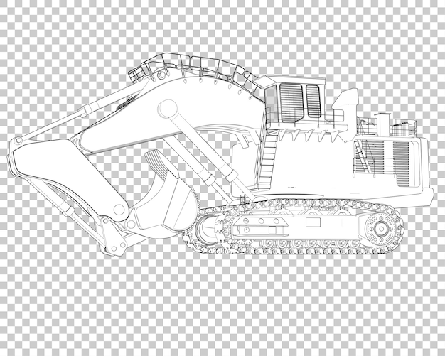 Excavatrice Sur Fond Transparent Illustration De Rendu 3d