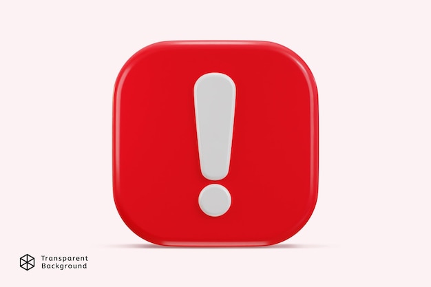 exclamation sign with warning or danger risk alert problem icon 3d render