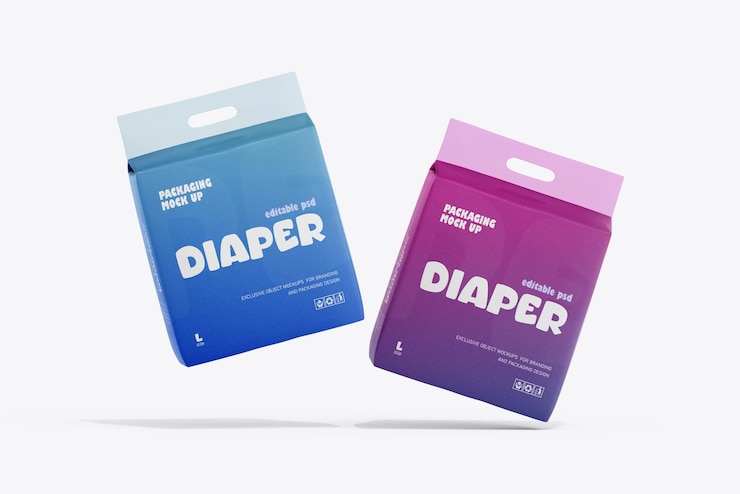 PSD exclusive baby diaper packaging psd mockup