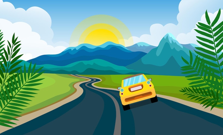 PSD excursión panorámica en coche por la naturaleza