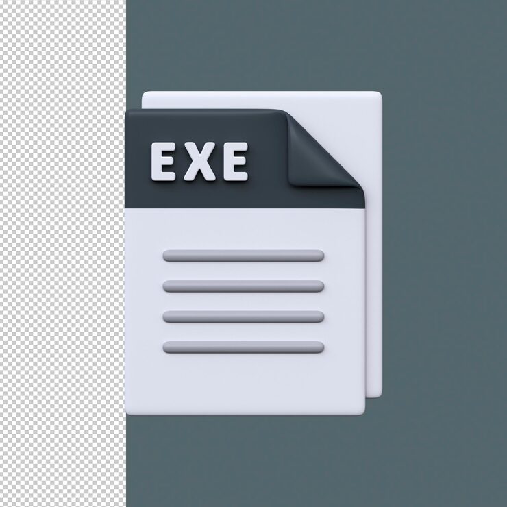 PSD exe file format 3d icon executable program file for launching software applications and windowsbased tools