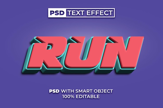 PSD executar efeito de texto editável em estilo de efeito de texto 3d