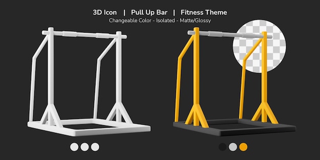 PSD exercice de force barre de traction équipement de gymnastique icône 3d thème de remise en forme