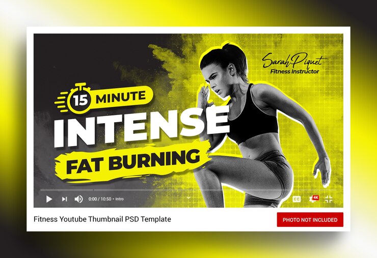 PSD exercice de remise en forme intense vignette de la chaîne youtube et bannière web