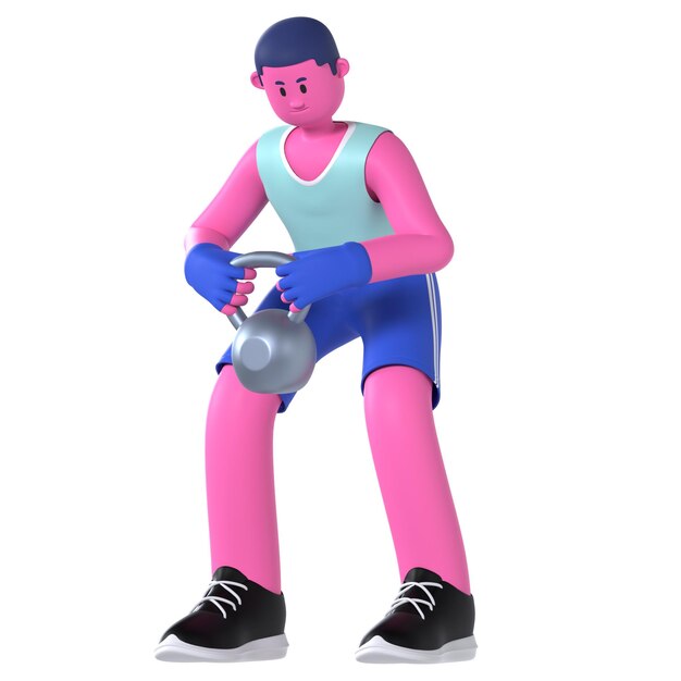 Exercício de fitness de kettlebell gym para meninos