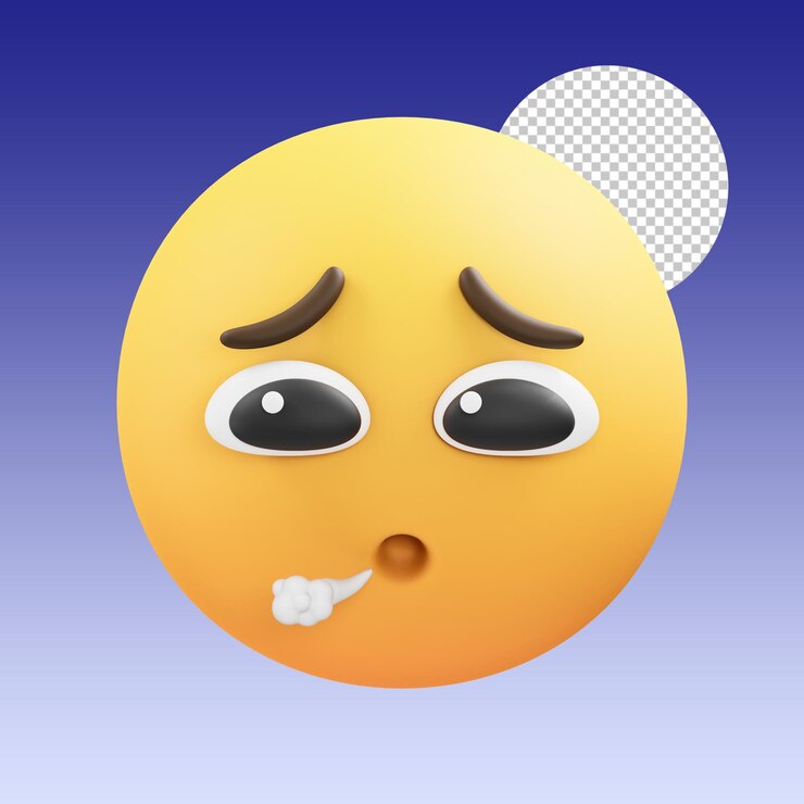 Exhausted Emoji Sighing Weary Face in 3d illustration