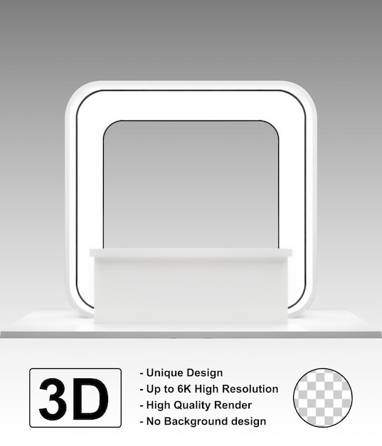 Exhibición de cabina de eventos con mostrador para vitrina Diseño de maqueta comercial 3D realista