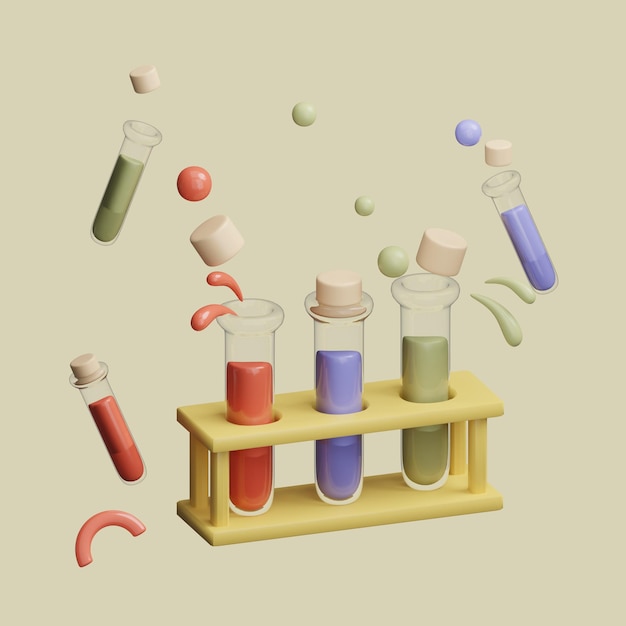 Una exhibición colorida de tubos de ensayo con líquidos de diferentes colores para el aprendizaje de ciencias