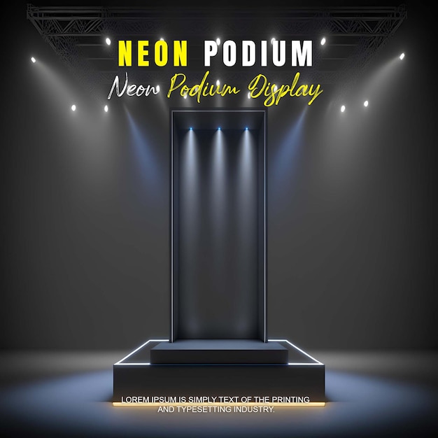 exhibición de la etapa del podio futurista presentación de producto de maqueta con exhibición de producto de escena de luz de neón