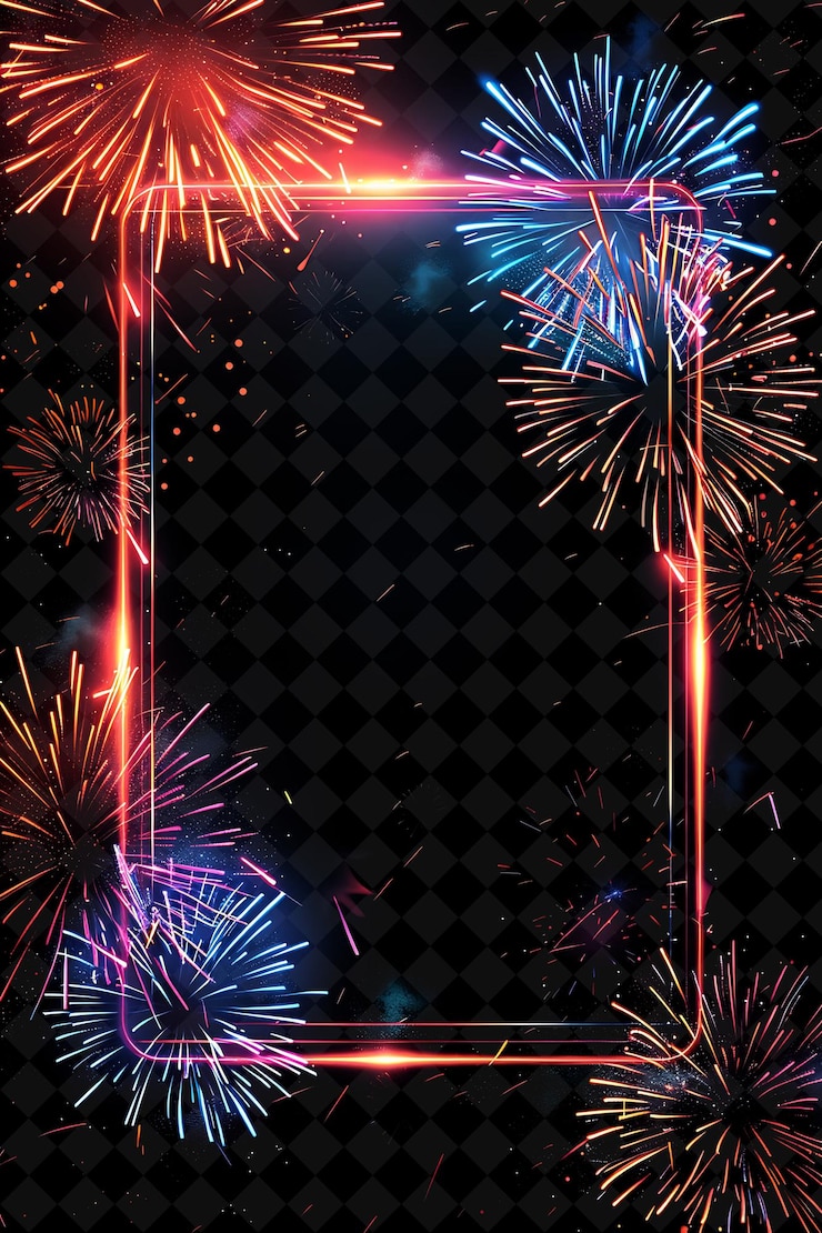 PSD exhibición de fuegos artificiales con un marco que dice fuegos artificiales