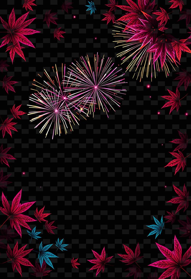 PSD exhibición de fuegos artificiales con la palabra fuegos artificials en el fondo negro