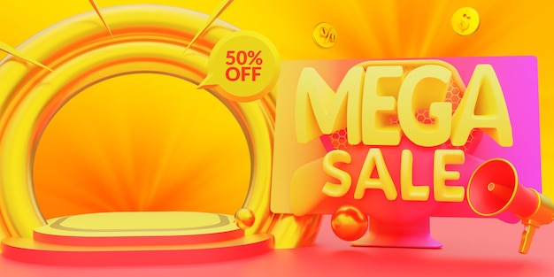 Exhibición del producto del podio del descuento de mega venta