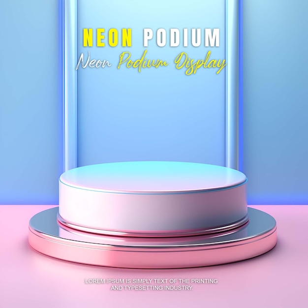 exhibición de productos de escena de podio futurista con exhibición de escenarios de luz de neón presentación de productos de maqueta