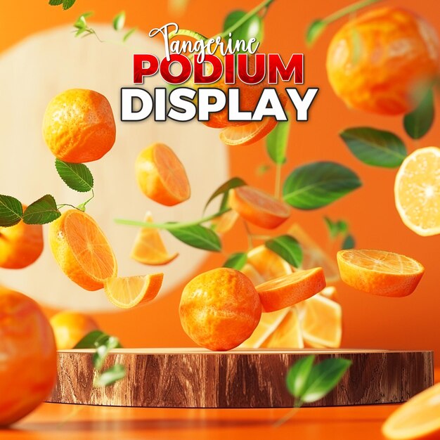 Exhibición de productos de mandarina para el fondo de plantillas de publicaciones promocionales en las redes sociales